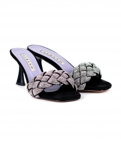 Ciabattine in camoscio nero con micro strass