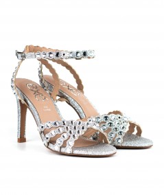 Sandali in glitter argento e strass