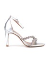 Sandali in pelle argento e micro strass