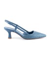 Sandalo chanel in rafia celeste