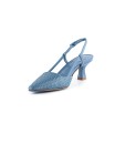 Sandalo chanel in rafia celeste