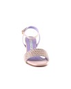 Sandalo in pelle cipria con strass
