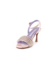 Sandalo in pelle cipria con strass