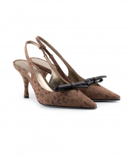 Chanel in tessuto animalier con fiocco in pelle