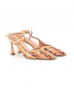 Sandalo chanel in rafia multicolor