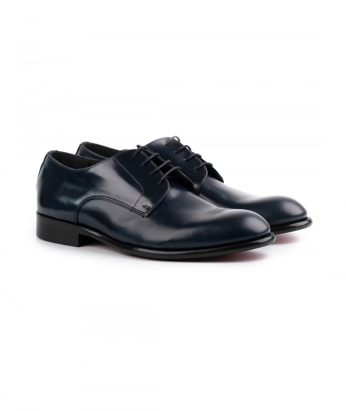 Stringata in pelle blu