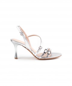 Sandalo in pelle argento