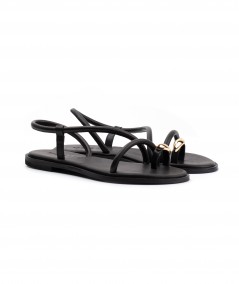Sandalo infradito in pelle nera