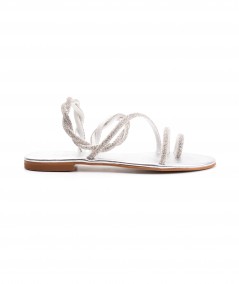 Sandalo infradito argento con micro strass