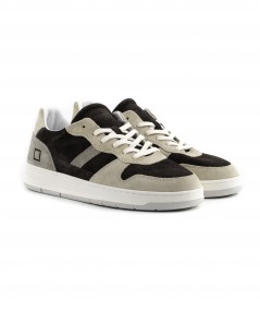 Sneaker in camoscio beige e testa di moro