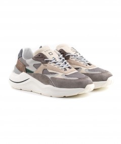 Sneaker in camoscio grigio e tessuto tecnico grigio