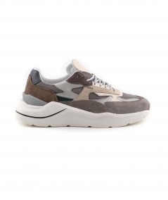 Sneaker in camoscio grigio e tessuto tecnico grigio