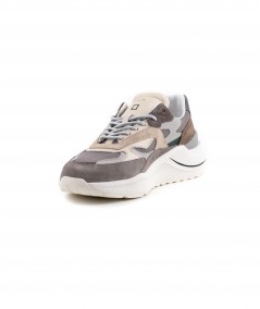 Sneaker in camoscio grigio e tessuto tecnico grigio