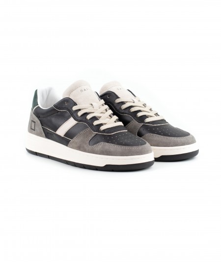 Sneaker in pelle nera e camoscio grigio