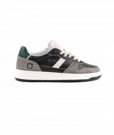Sneaker in pelle nera e camoscio grigio