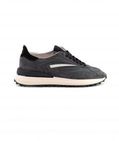Sneaker in camoscio e tessuto tecnico grigio