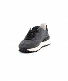 Sneaker in camoscio e tessuto tecnico grigio
