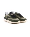 Sneaker in camoscio e tessuto tecnico verde militare