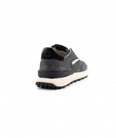 Sneaker in camoscio e tessuto tecnico grigio