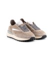 Sneaker in camoscio e tessuto tecnico beige