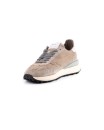 Sneaker in camoscio e tessuto tecnico beige