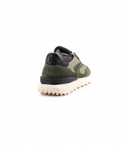Sneaker in camoscio e tessuto tecnico verde militare