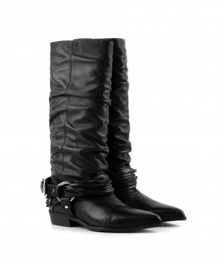Stivale in pelle nera