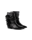 Stivaletto in pelle nera con frange
