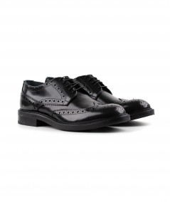 Stringata in pelle nera
