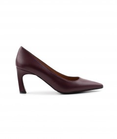 Décolleté in pelle bordeaux