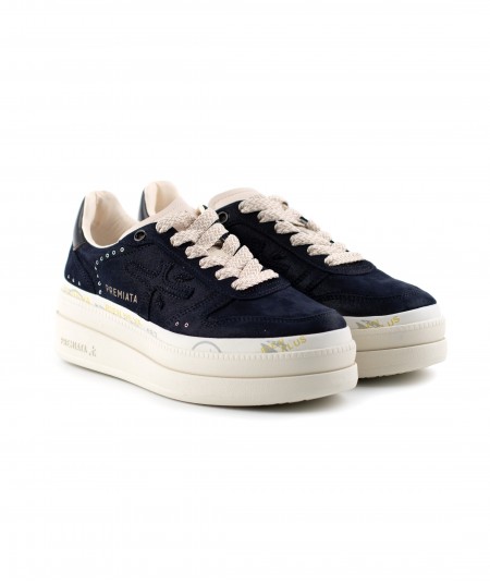 Sneaker in pelle blu