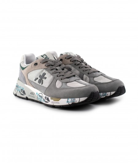 Sneaker in camoscio grigio e tessuto tecnico silver