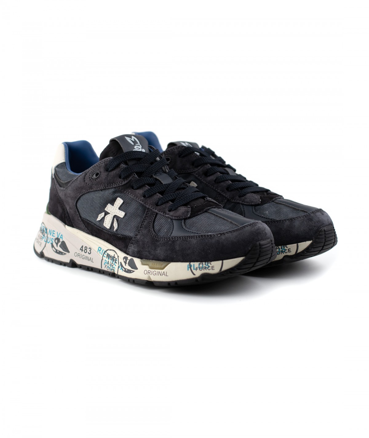 Sneaker in camoscio e tessuto tecnico grigio