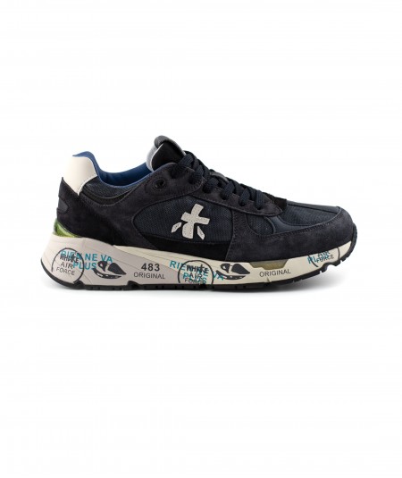 Sneaker in camoscio e tessuto tecnico grigio