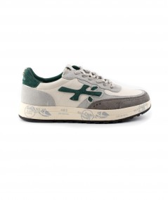 Sneaker in camoscio grigio e pelle avorio