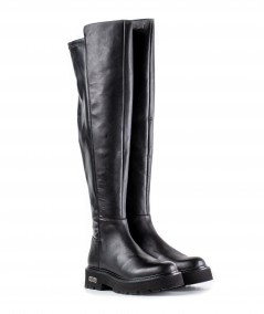 Stivale al ginocchio in pelle nera