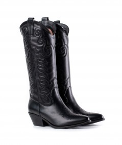 Stivale texano in pelle nera
