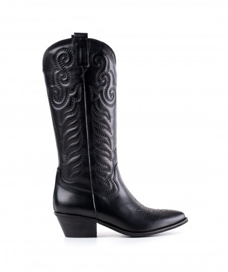 Stivale texano in pelle nera