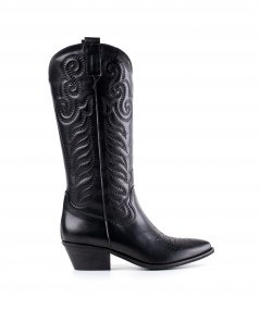 Stivale texano in pelle nera