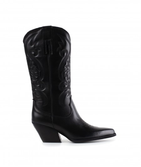 Stivale texano in pelle nera