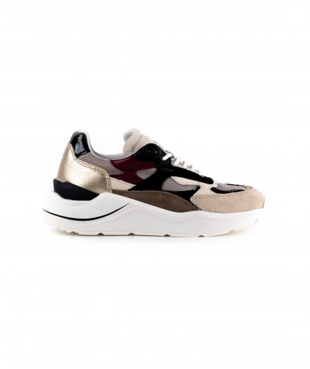 Sneaker in camoscio beige e nero