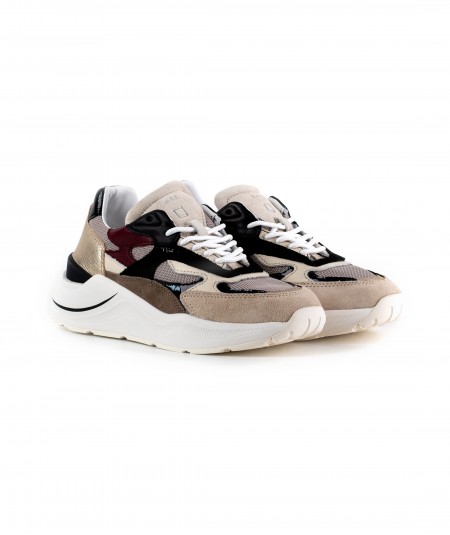 Sneaker in camoscio beige e nero