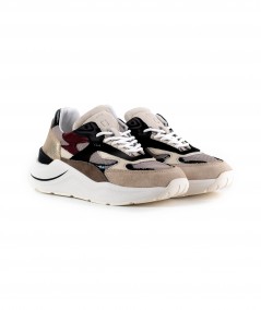 Sneaker in camoscio beige e nero