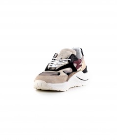 Sneaker in camoscio beige e nero