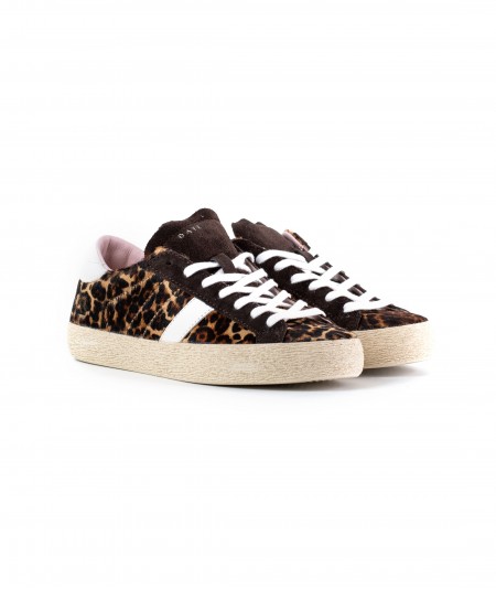 Sneaker in camoscio testa di moro e cavallino animalier