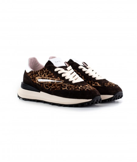 Sneaker in camoscio testa di moro e cavallino animalier