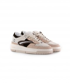 Sneaker in pelle beige e camoscio avorio