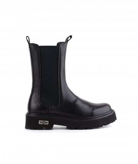 Boot midi in pelle nera