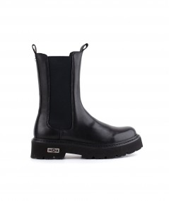 Boot midi in pelle nera