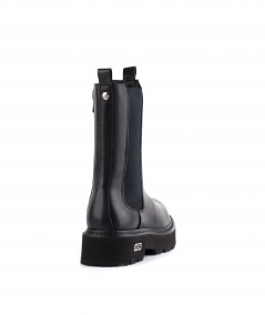 Boot midi in pelle nera
